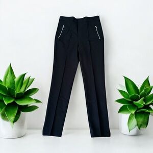 Karen Millen Black Straight Leg High Rise Trousers With Zip Pockets Size 8